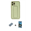 MARSİLYAN™- iPhone 11 Pro Max Kılıf Akış Doku - Siyah 34D Izgaralı Cam + Metal Kamera Lens Koruma Cam - AKYL