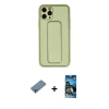MARSİLYAN™- iPhone 11 Pro Max Kılıf Akış Doku - Siyah 34D Izgaralı Cam + Metal Kamera Lens Koruma Cam - MR