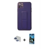 MARSİLYAN™- iPhone 11 Pro Max Kılıf Akış Doku - Siyah 34D Izgaralı Cam + Pers Alüminyum Kamera Lens - LT