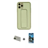 MARSİLYAN™- iPhone 11 Pro Max Kılıf Akış Doku - Siyah 34D Izgaralı Cam + Rainbow Kamera Lens Koruma Cam - YL
