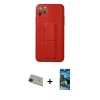 MARSİLYAN™- iPhone 11 Pro Max Kılıf Akış Doku - Siyah 34D Izgaralı Cam + Rainbow Kamera Lens Koruma Cam - YL