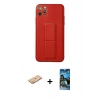 MARSİLYAN™- iPhone 11 Pro Max Kılıf Akış Doku - Siyah 34D Izgaralı Cam + Renkli Kamera Lens Koruma Cam - TU