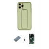 MARSİLYAN™- iPhone 11 Pro Max Kılıf Akış Doku - Siyah 360 Mat Full Body Arka Koruyucu + Metal Kamera Lens Koruma Cam - AKYL