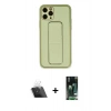 MARSİLYAN™- iPhone 11 Pro Max Kılıf Akış Doku - Siyah 360 Mat Full Body Arka Koruyucu + Kamera Lens Koruma Cam - SF