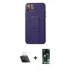 MARSİLYAN™- iPhone 11 Pro Max Kılıf Akış Doku - Siyah 360 Mat Full Body Arka Koruyucu + Kamera Lens Koruma Cam - SF