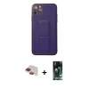 MARSİLYAN™- iPhone 11 Pro Max Kılıf Akış Doku - Siyah 360 Mat Full Body Arka Koruyucu + Pers Alüminyum Kamera Lens - KI