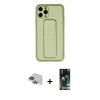 MARSİLYAN™- iPhone 11 Pro Max Kılıf Akış Doku - Siyah 360 Mat Full Body Arka Koruyucu + Pers Alüminyum Kamera Lens - YL