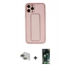 MARSİLYAN™- iPhone 11 Pro Max Kılıf Akış Doku - Siyah 360 Mat Full Body Arka Koruyucu + Pers Alüminyum Kamera Lens - YL