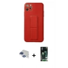 MARSİLYAN™- iPhone 11 Pro Max Kılıf Akış Doku - Siyah 360 Mat Full Body Arka Koruyucu + Pers Alüminyum Kamera Lens - LT