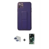 MARSİLYAN™- iPhone 11 Pro Max Kılıf Akış Doku - Siyah 360 Mat Full Body Arka Koruyucu + Pers Alüminyum Kamera Lens - LT