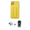MARSİLYAN™- iPhone 11 Pro Max Kılıf Akış Doku - Siyah 360 Mat Full Body Arka Koruyucu + Pers Alüminyum Kamera Lens - LT
