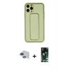 MARSİLYAN™- iPhone 11 Pro Max Kılıf Akış Doku - Siyah 360 Mat Full Body Arka Koruyucu + Pers Alüminyum Kamera Lens - LT