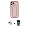 MARSİLYAN™- iPhone 11 Pro Max Kılıf Akış Doku - Siyah 360 Mat Full Body Arka Koruyucu + Pers Alüminyum Kamera Lens - LT