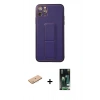 MARSİLYAN™- iPhone 11 Pro Max Kılıf Akış Doku - Siyah 360 Mat Full Body Arka Koruyucu + Renkli Kamera Lens Koruma Cam - PE