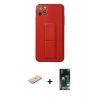 MARSİLYAN™- iPhone 11 Pro Max Kılıf Akış Doku - Siyah 360 Mat Full Body Arka Koruyucu + Renkli Kamera Lens Koruma Cam - MI