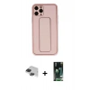 MARSİLYAN™- iPhone 11 Pro Max Kılıf Akış Doku - Siyah 360 Mat Full Body Arka Koruyucu + Pers Alüminyum Kamera Lens - SH