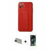 MARSİLYAN™- iPhone 11 Pro Max Kılıf Akış Doku - Siyah 360 Mat Full Body Arka Koruyucu + Rainbow Kamera Lens Koruma Cam - YL