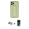 MARSİLYAN™- iPhone 11 Pro Max Kılıf Akış Doku - Siyah 360 Mat Full Body Arka Koruyucu + Rainbow Kamera Lens Koruma Cam - YL
