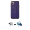 MARSİLYAN™- iPhone 11 Pro Max Kılıf Akış Doku - Siyah 3D Antistatik Cam Ekran Koruyucu + Pers Alüminyum Kamera Lens - LT