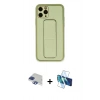 MARSİLYAN™- iPhone 11 Pro Max Kılıf Akış Doku - Siyah 3D Antistatik Cam Ekran Koruyucu + Pers Alüminyum Kamera Lens - LT