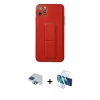 MARSİLYAN™- iPhone 11 Pro Max Kılıf Akış Doku - Siyah 3D Antistatik Cam Ekran Koruyucu + Pers Alüminyum Kamera Lens - LT