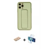 MARSİLYAN™- iPhone 11 Pro Max Kılıf Akış Doku - Siyah 3D Antistatik Cam Ekran Koruyucu + Renkli Kamera Lens Koruma Cam - PE