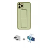 MARSİLYAN™- iPhone 11 Pro Max Kılıf Akış Doku - Siyah 3D Antistatik Cam Ekran Koruyucu + Siyah Pers Alüminyum Kamera Lens