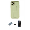 MARSİLYAN™- iPhone 11 Pro Max Kılıf Akış Doku - Siyah 3D Antistatik Hayalet Cam Ekran Koruyucu + Metal Kamera Lens Koruma Cam - GD