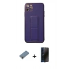 MARSİLYAN™- iPhone 11 Pro Max Kılıf Akış Doku - Siyah 3D Antistatik Hayalet Cam Ekran Koruyucu + Metal Kamera Lens Koruma Cam - GD