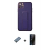 MARSİLYAN™- iPhone 11 Pro Max Kılıf Akış Doku - Siyah 3D Antistatik Hayalet Cam Ekran Koruyucu + Shine Kamera Lens Koruma Cam - GS