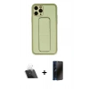 MARSİLYAN™- iPhone 11 Pro Max Kılıf Akış Doku - Siyah 3D Antistatik Hayalet Cam Ekran Koruyucu + Kamera Lens Koruma Cam - SF