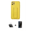 MARSİLYAN™- iPhone 11 Pro Max Kılıf Akış Doku - Siyah 3D Antistatik Hayalet Cam Ekran Koruyucu + Kamera Lens Koruma Cam - SF