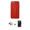 MARSİLYAN™- iPhone 11 Pro Max Kılıf Akış Doku - Siyah 3D Antistatik Hayalet Cam Ekran Koruyucu + Pers Alüminyum Kamera Lens - KI