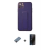 MARSİLYAN™- iPhone 11 Pro Max Kılıf Akış Doku - Siyah 3D Antistatik Hayalet Cam Ekran Koruyucu + Shine Kamera Lens Koruma Cam - PE