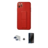 MARSİLYAN™- iPhone 11 Pro Max Kılıf Akış Doku - Siyah 3D Antistatik Hayalet Cam Ekran Koruyucu + Pers Alüminyum Kamera Lens - LT