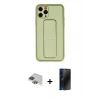 MARSİLYAN™- iPhone 11 Pro Max Kılıf Akış Doku - Siyah 3D Antistatik Hayalet Cam Ekran Koruyucu + Pers Alüminyum Kamera Lens - YL