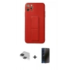 MARSİLYAN™- iPhone 11 Pro Max Kılıf Akış Doku - Siyah 3D Antistatik Hayalet Cam Ekran Koruyucu + Pers Alüminyum Kamera Lens - SH