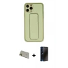 MARSİLYAN™- iPhone 11 Pro Max Kılıf Akış Doku - Siyah 3D Antistatik Hayalet Cam Ekran Koruyucu + Rainbow Kamera Lens Koruma Cam - GD