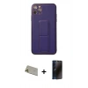MARSİLYAN™- iPhone 11 Pro Max Kılıf Akış Doku - Siyah 3D Antistatik Hayalet Cam Ekran Koruyucu + Rainbow Kamera Lens Koruma Cam - GD