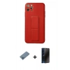 MARSİLYAN™- iPhone 11 Pro Max Kılıf Akış Doku - Siyah 3D Antistatik Hayalet Cam Ekran Koruyucu + Shine Kamera Lens Koruma Cam - MI