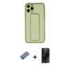 MARSİLYAN™- iPhone 11 Pro Max Kılıf Akış Doku - Siyah 3D Antistatik Hayalet Cam Ekran Koruyucu + Shine Kamera Lens Koruma Cam - MI