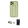 MARSİLYAN™- iPhone 11 Pro Max Kılıf Akış Doku - Siyah 3D Antistatik Hayalet Cam Ekran Koruyucu + Rainbow Kamera Lens Koruma Cam - YL
