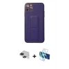 MARSİLYAN™- iPhone 11 Pro Max Kılıf Akış Doku - Siyah 3D Antistatik Seramik Nano Ekran Koruyucu + Pers Alüminyum Kamera Lens - SH