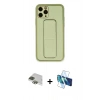 MARSİLYAN™- iPhone 11 Pro Max Kılıf Akış Doku - Siyah 3D Antistatik Seramik Nano Ekran Koruyucu + Pers Alüminyum Kamera Lens - YL