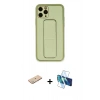 MARSİLYAN™- iPhone 11 Pro Max Kılıf Akış Doku - Siyah 3D Antistatik Seramik Nano Ekran Koruyucu + Renkli Kamera Lens Koruma Cam - YL