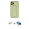 MARSİLYAN™- iPhone 11 Pro Max Kılıf Akış Doku - Siyah 3D Antistatik Seramik Nano Ekran Koruyucu + Renkli Kamera Lens Koruma Cam - MI