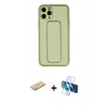 MARSİLYAN™- iPhone 11 Pro Max Kılıf Akış Doku - Siyah 3D Antistatik Seramik Nano Ekran Koruyucu + Renkli Kamera Lens Koruma Cam - SI