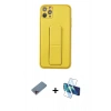 MARSİLYAN™- iPhone 11 Pro Max Kılıf Akış Doku - Siyah 3D Antistatik Seramik Nano Ekran Koruyucu + Shine Kamera Lens Koruma Cam - PE