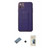MARSİLYAN™- iPhone 11 Pro Max Kılıf Akış Doku - Siyah 6D Mat Seramik Hayalet Nano Ekran Koruyucu + Metal Kamera Lens Koruma Cam - AKYL