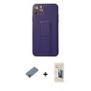 MARSİLYAN™- iPhone 11 Pro Max Kılıf Akış Doku - Siyah 6D Mat Seramik Hayalet Nano Ekran Koruyucu + Gold Metal Kamera Lens Koruma Cam